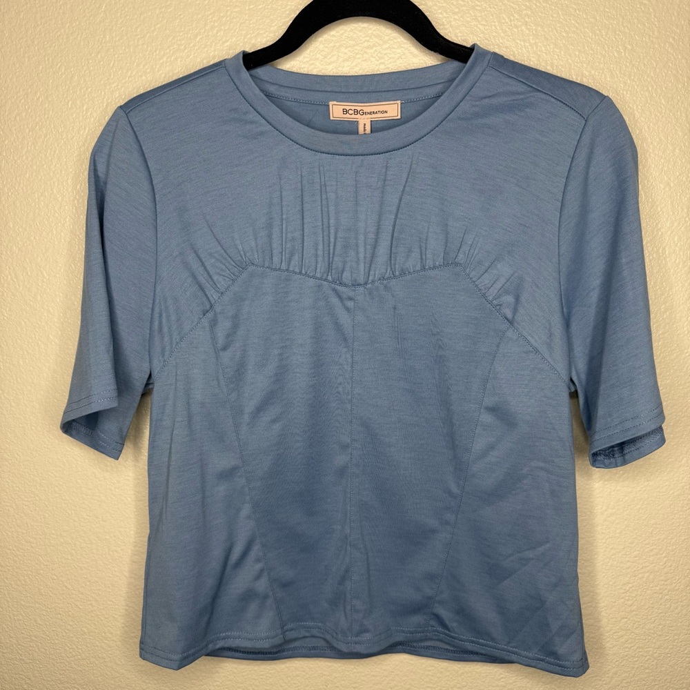 BCBGeneration Women's Short Sleeve‎ Crew Neck Corset Tee.